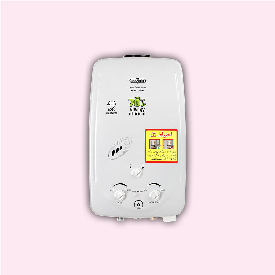 Super Asia - Instant Gas Water Heater - GH-106Di (Dual Ignition) 6 Ltrs