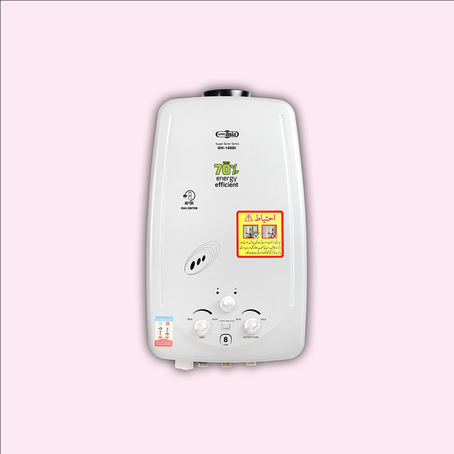 Super Asia - Instant Gas Water Heater - GH-108Di (Dual Ignition) 8 Ltrs