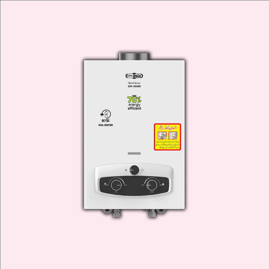 Super Asia - Instant Gas Water Heater - GH-206Di (Dual Ignition) 6 Ltrs