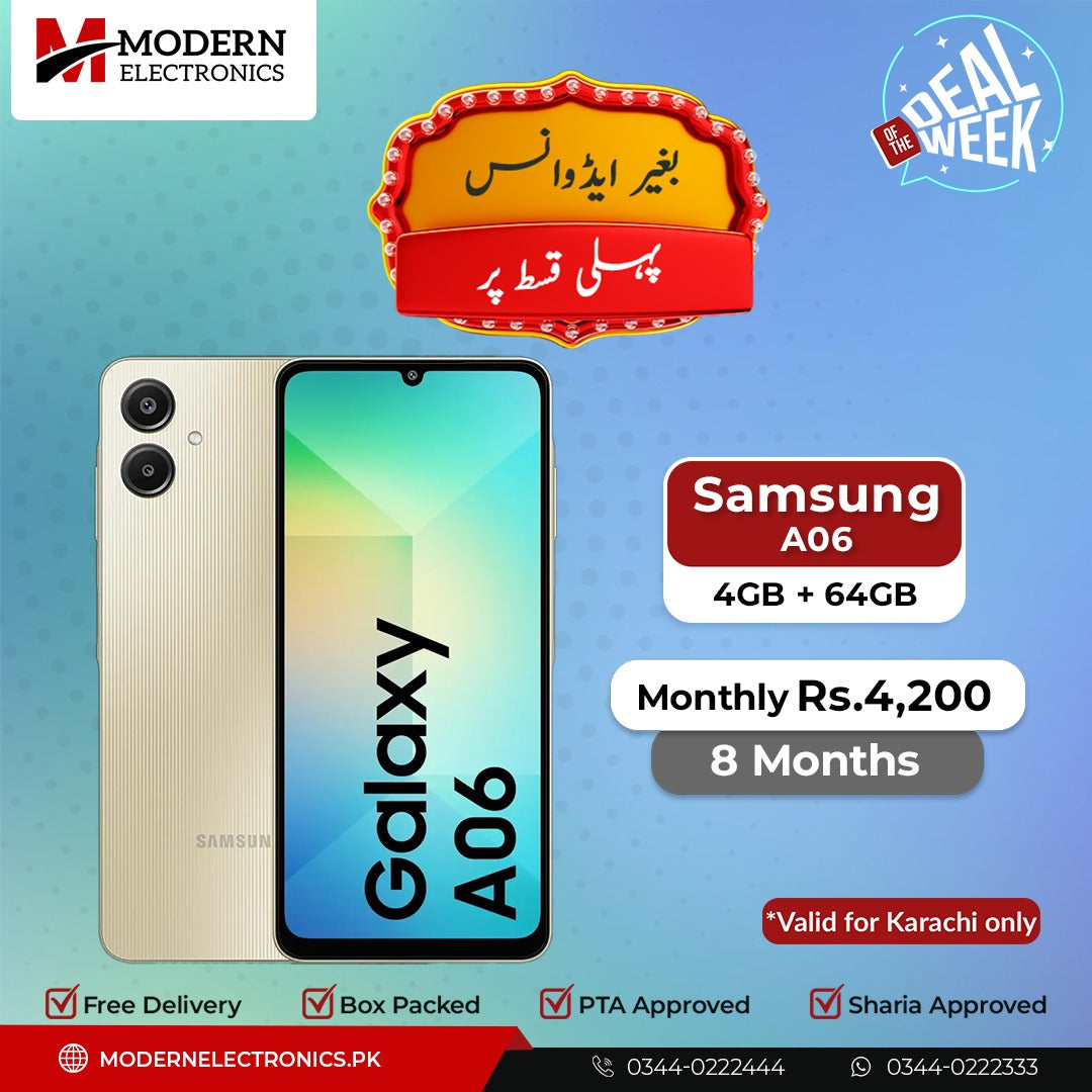 Deal of the Week - Samsung Mobile - A06 (4GB, 64GB) - Pay 1st Installment (8 Months)