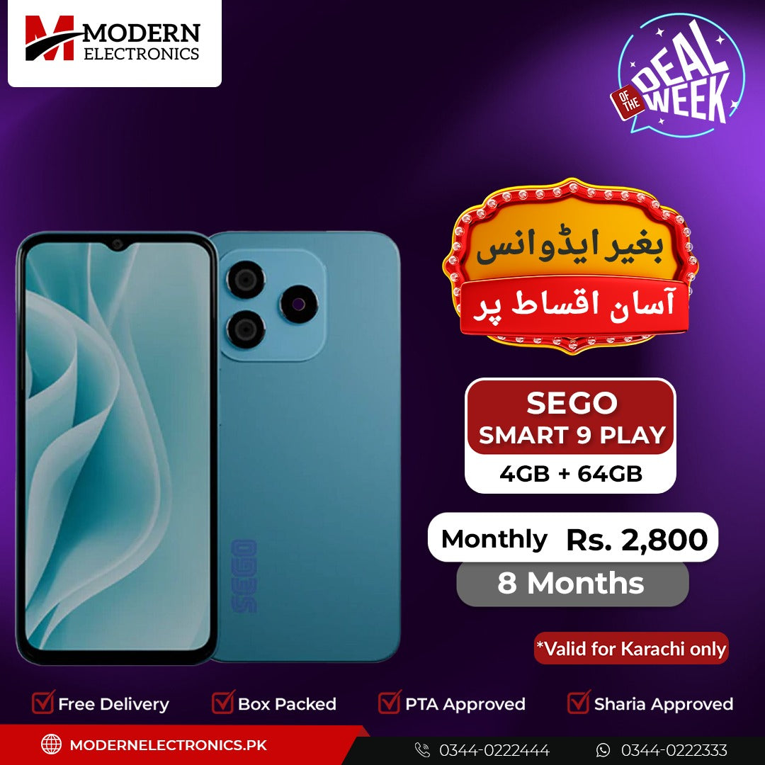 Deal of the Week - SEGO Mobile - SMART 9 Play (4GB, 64GB) - 8 Months Zero Advance