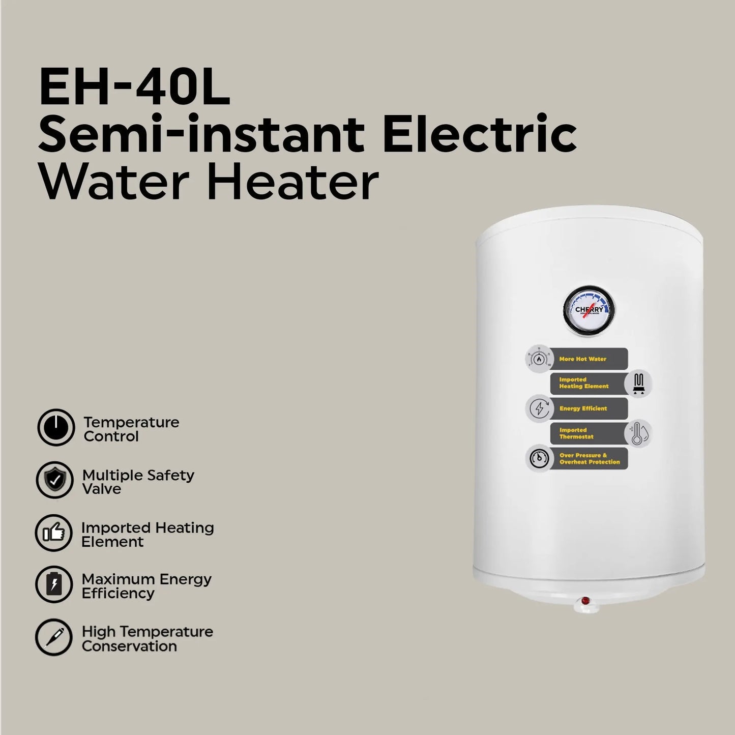 Cherry - Electric Water Heater - EH-40 D