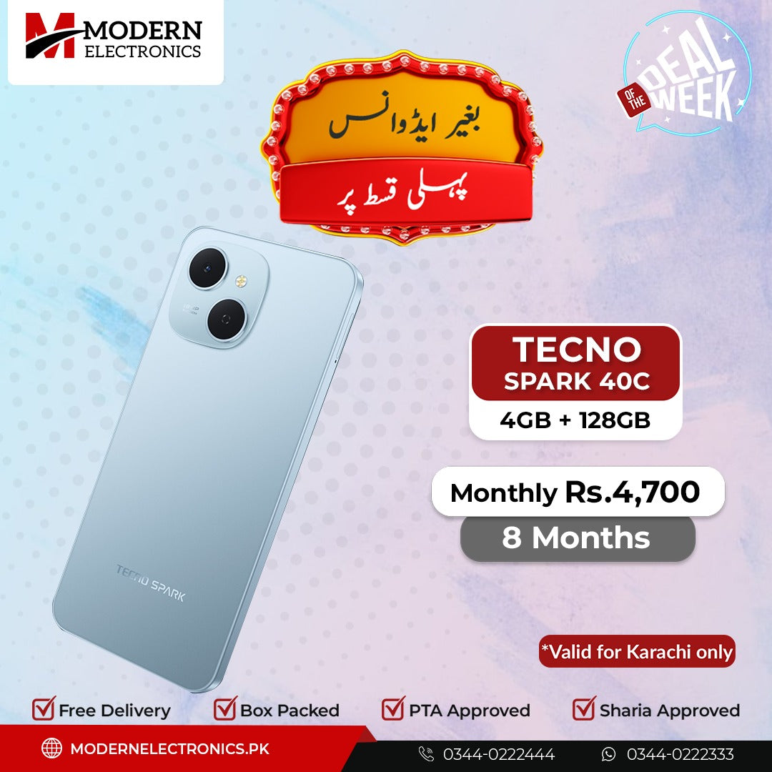Deal of the Week - Tecno Mobile - Spark 40C (4GB, 128GB) - Pay 1st Installment (8 Months)