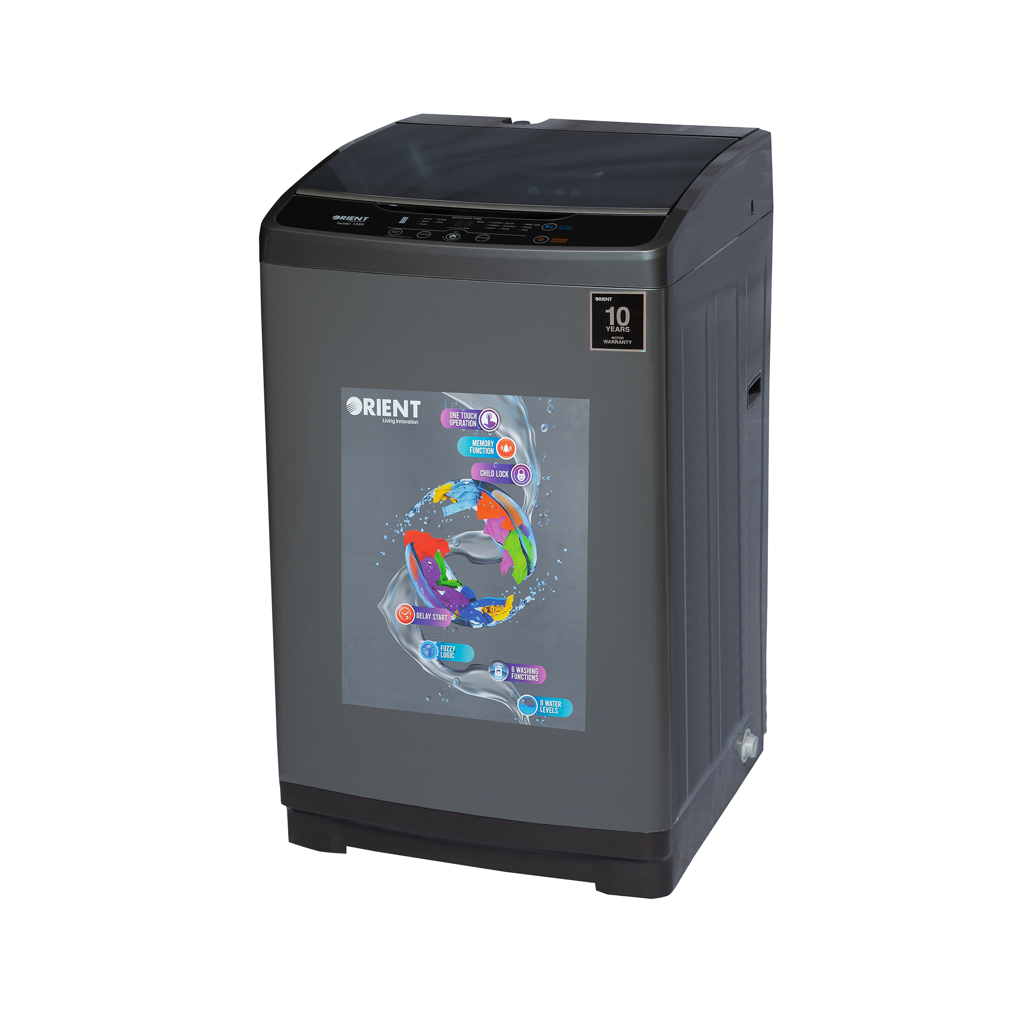 Orient Washing Machine 12 Kg - Twister 1350 Metallic Grey