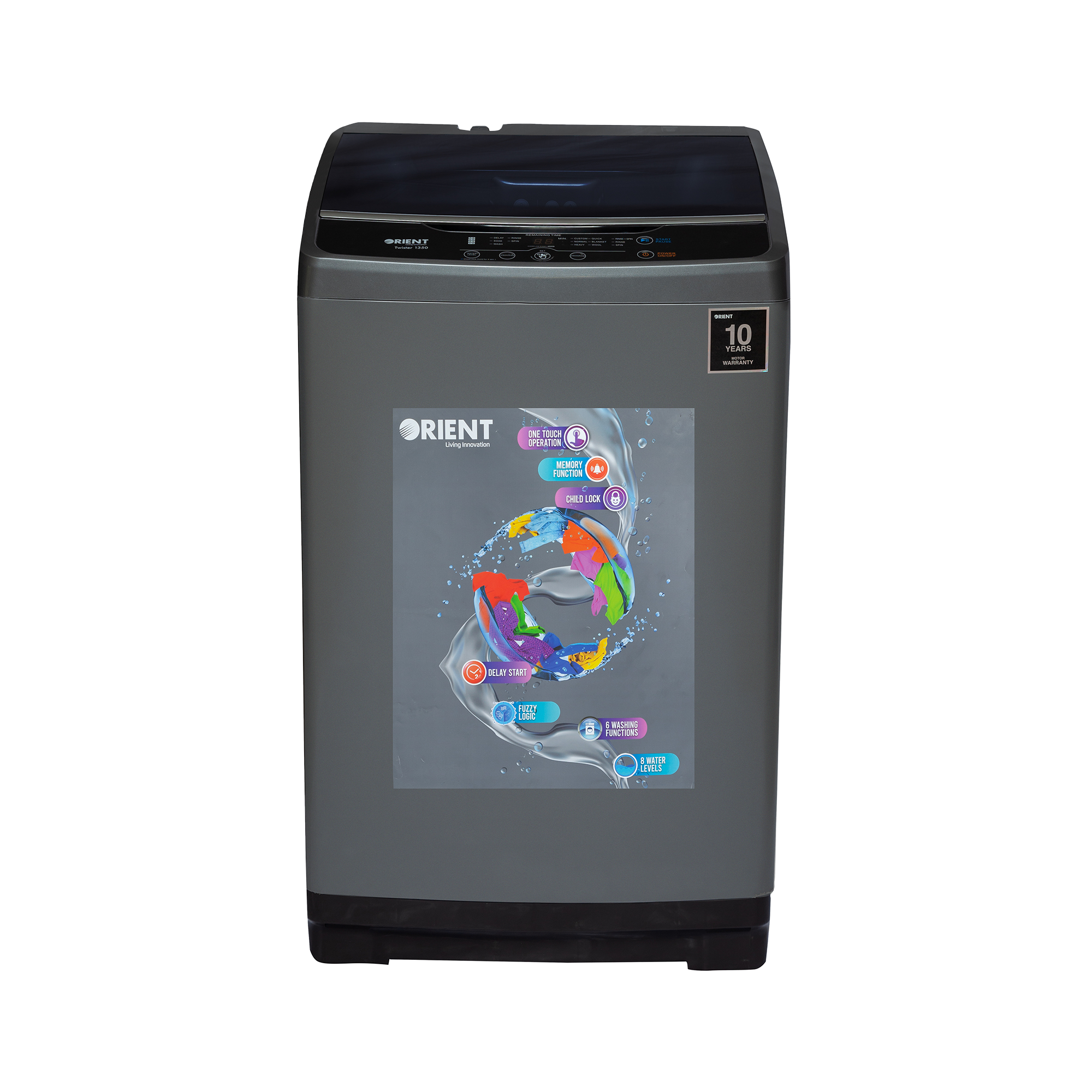 Orient Washing Machine 12 Kg - Twister 1350 Metallic Grey