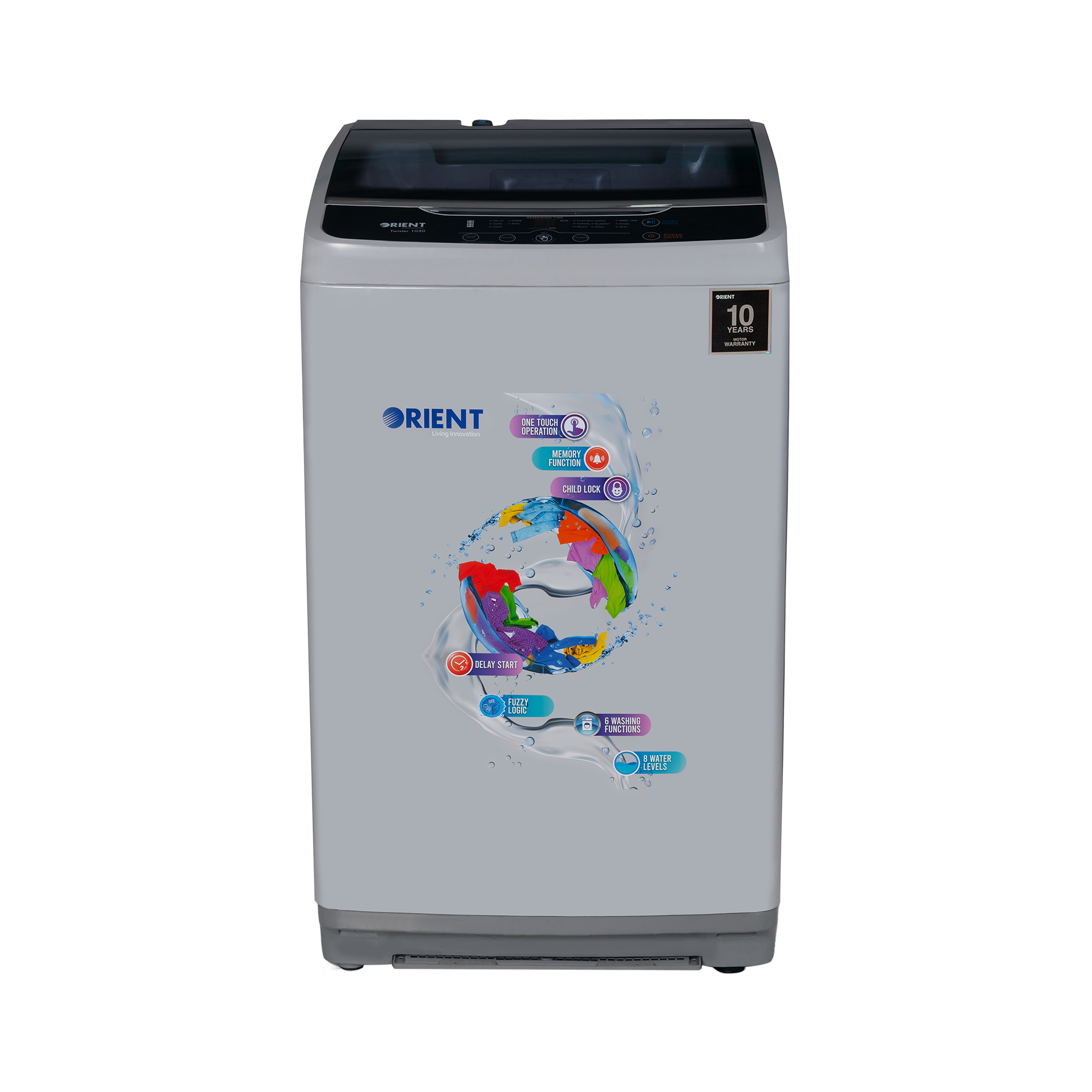 Orient Washing Machine 12 Kg - Twister 1350  Metallic Silver